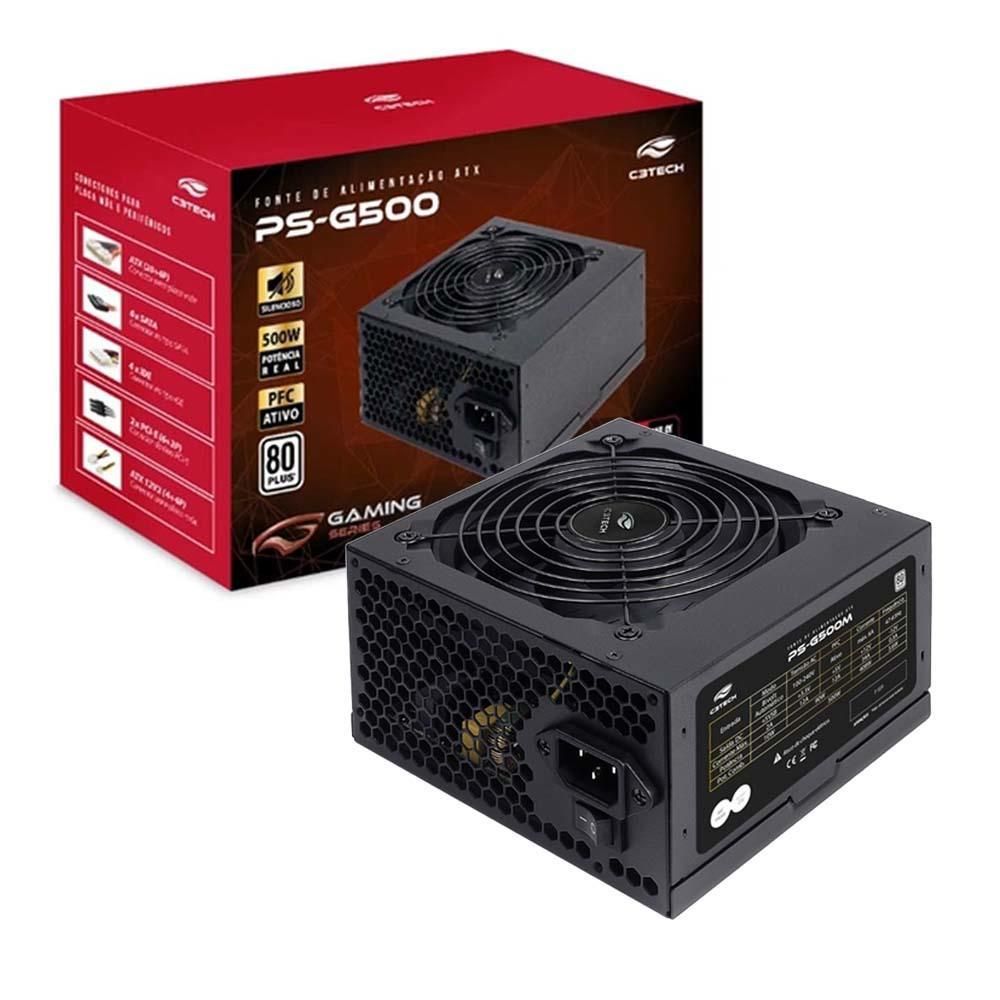 Fonte Gamer atx 500W PS-G500 80+ White PFC Ativo C3 Tech
