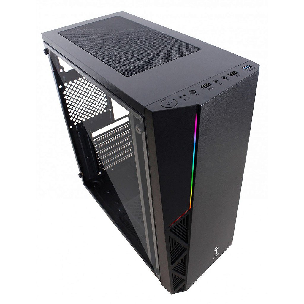 Detalhes de Gabinete Gamer T-dagger P02B RGB Mid Tower Preto - TGC-P02B