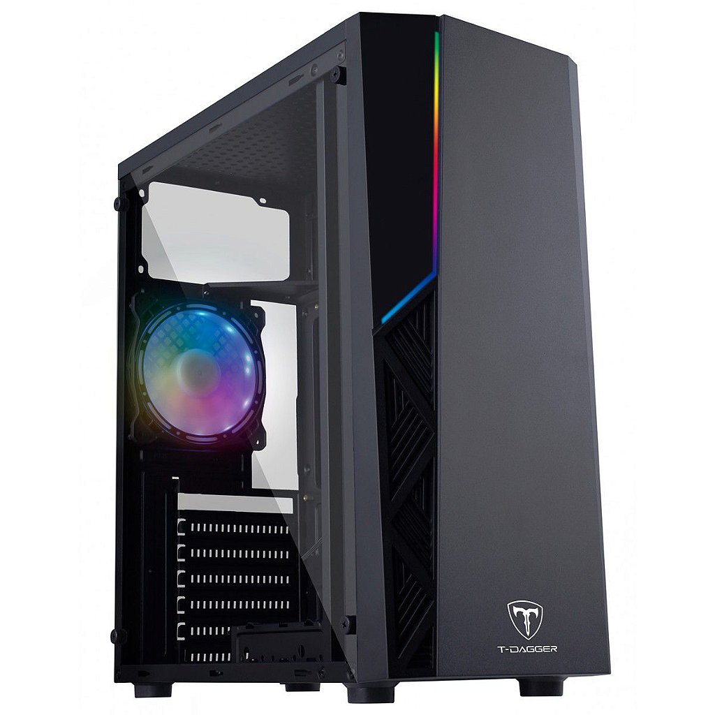 Gabinete Gamer T-dagger P02B RGB Mid Tower Preto - TGC-P02B