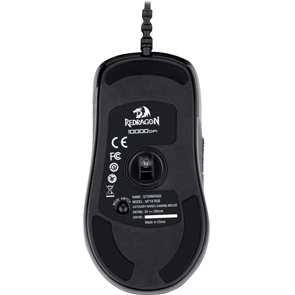 Detalhes de Mouse Gamer Redragon Stormrage Black Led RGB M718-RGB