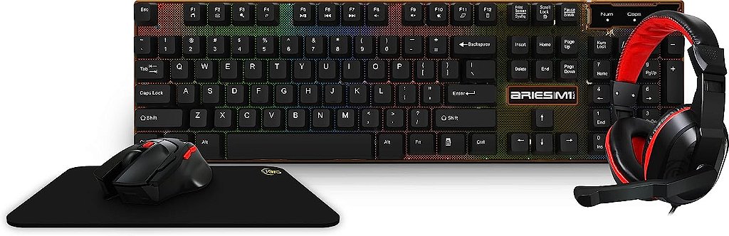 Combo Gamer Teclado/Mouse/Headset/Mousepad KWG Aries M1 Lite