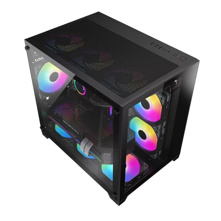 Detalhes de Gabinete Gamer LikeTec Kirra Black C/ 4 Fans RGB MidTower 