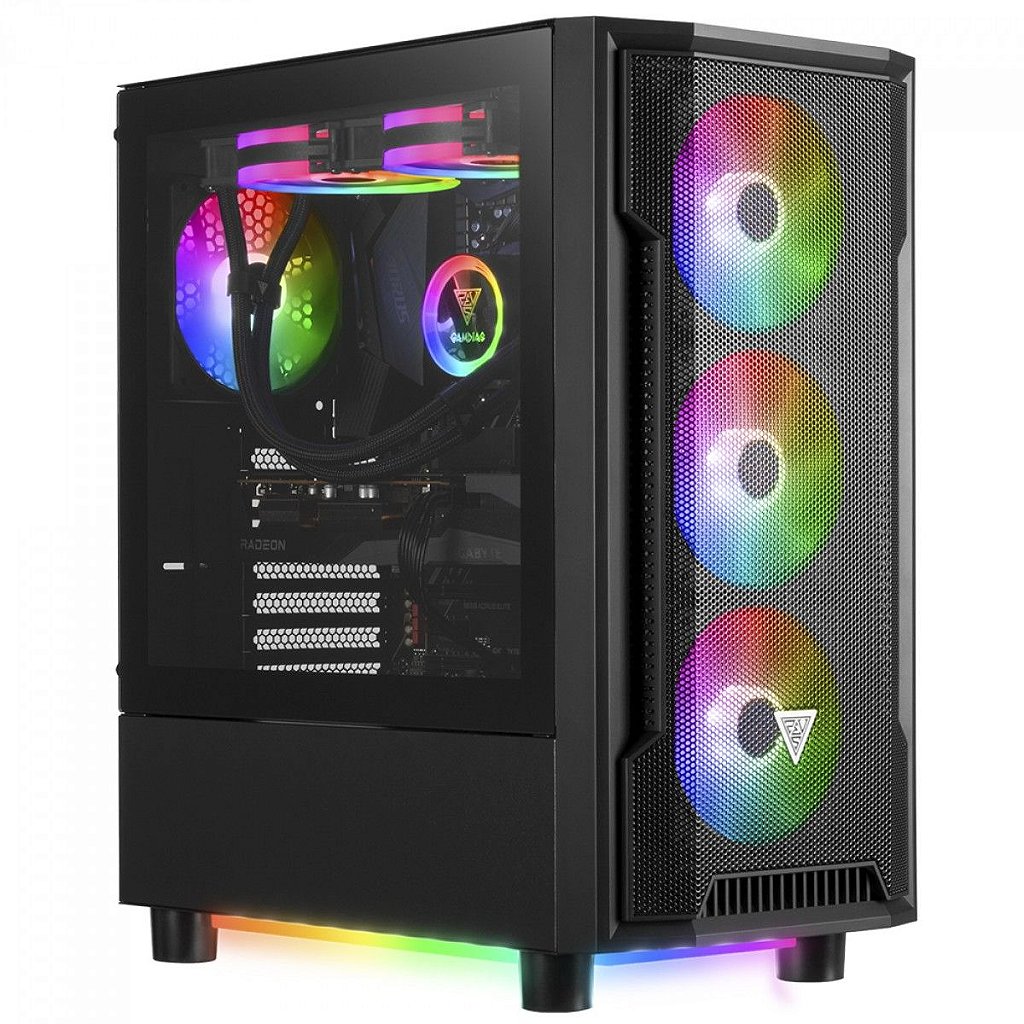 Gabinete Gamer Mesh Gamdias Athena M6 ARGB RGB Preto S/Fan