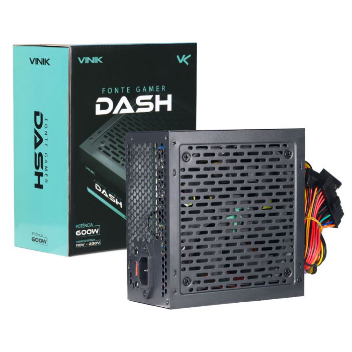 Fonte Gamer Dash 600W ATX 70% Preto Bivolt Vinik - Vfg600Wp