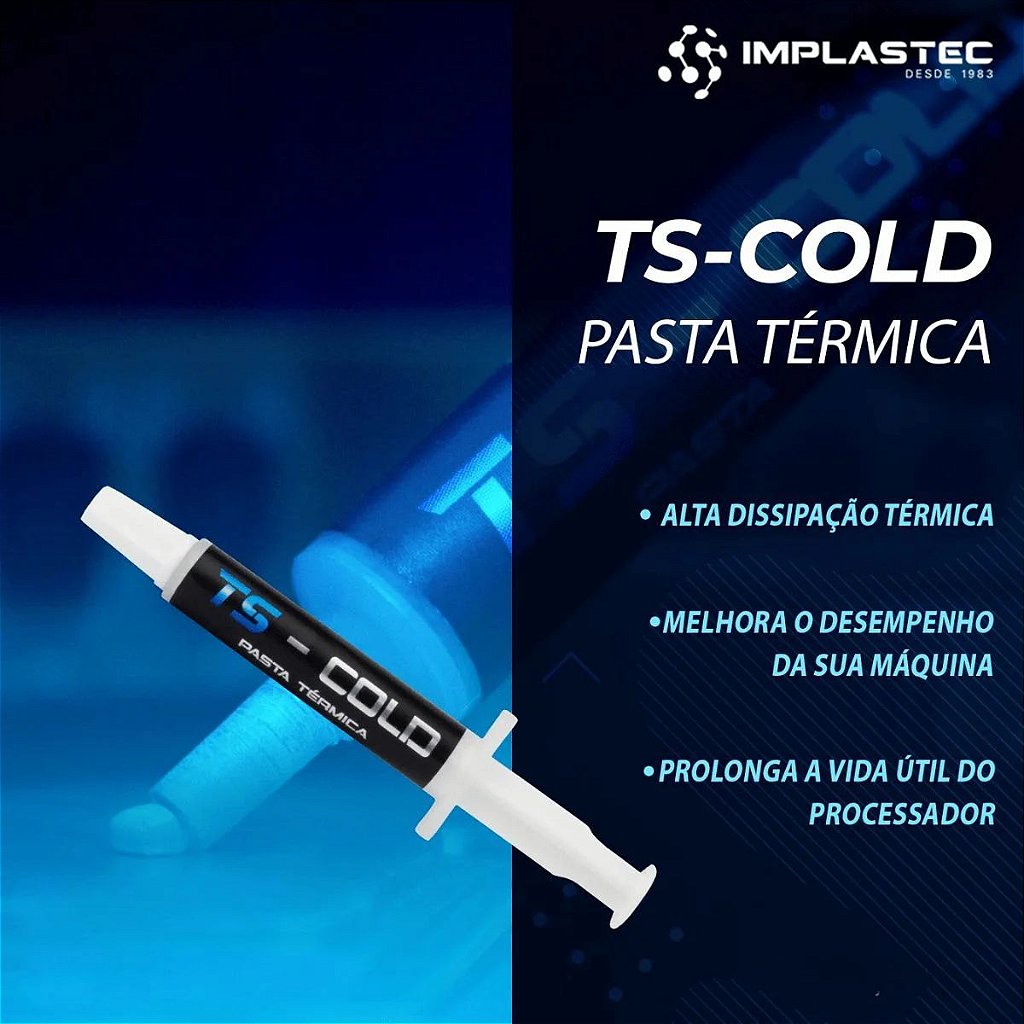 Detalhes de Pasta Térmica Gamer TS Cold Cond 10,5W/MK Grey 4g Implastec