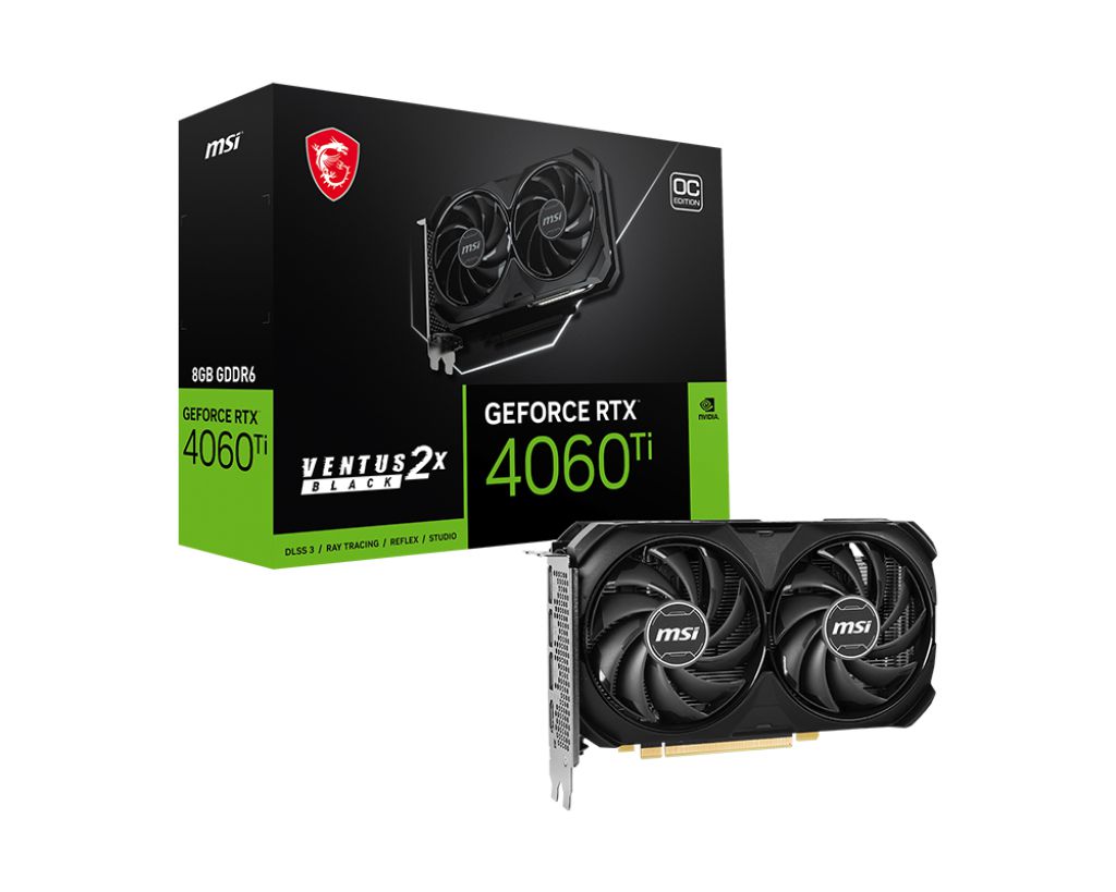 Placa de Vídeo RTX 4060 Ti Ventus 2X OC Black MSI 8GB GDDR6