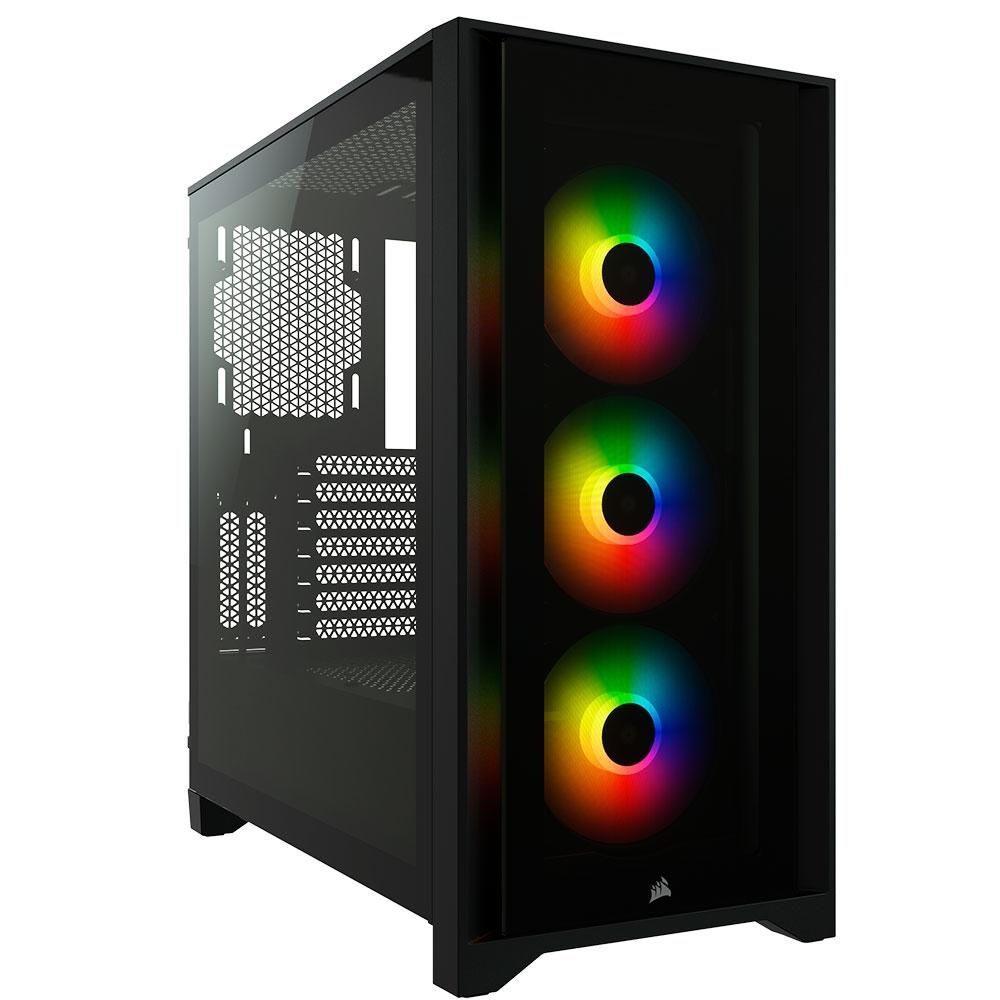 Gabinete Gamer Corsair 4000X Preto MidTower ATX Fans RGBiCUE