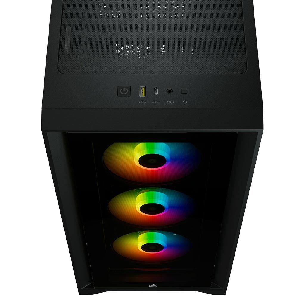 Detalhes de Gabinete Gamer Corsair 4000X Preto MidTower ATX Fans RGBiCUE