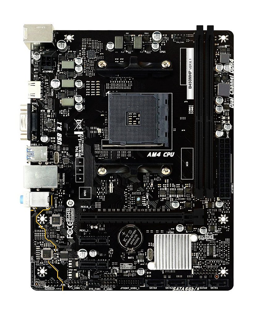 Detalhes de Placa Mãe Biostar AMD B450MHP P/ Ryzen AM4 mATX DDR4