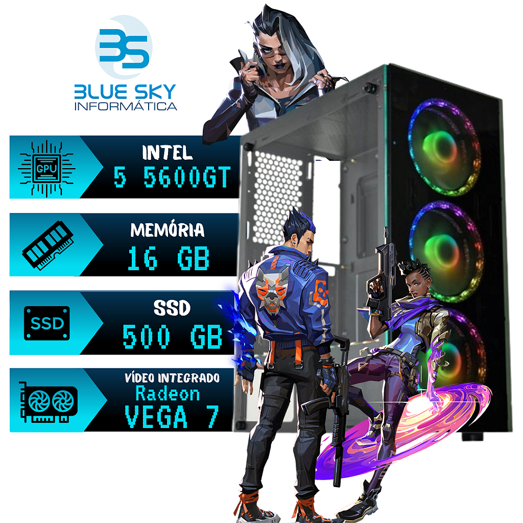 Computador Gamer AMD Ryzen 5 5600GT 16GB DDR4 SSD 500GB Nvme 500W