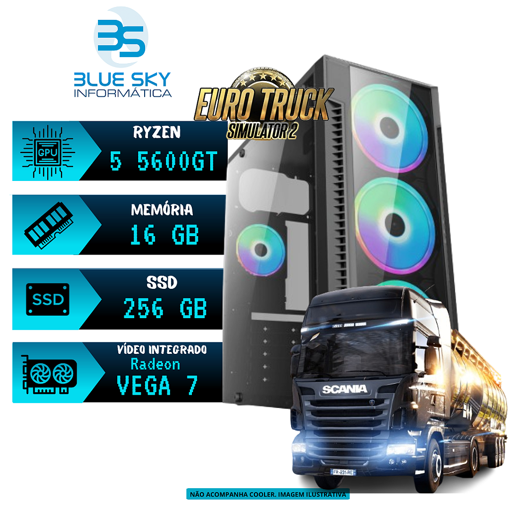 Computador Gamer AMD Ryzen 5 5600GT, 16GB DDR4, SSD 256GB Nvme, 400W