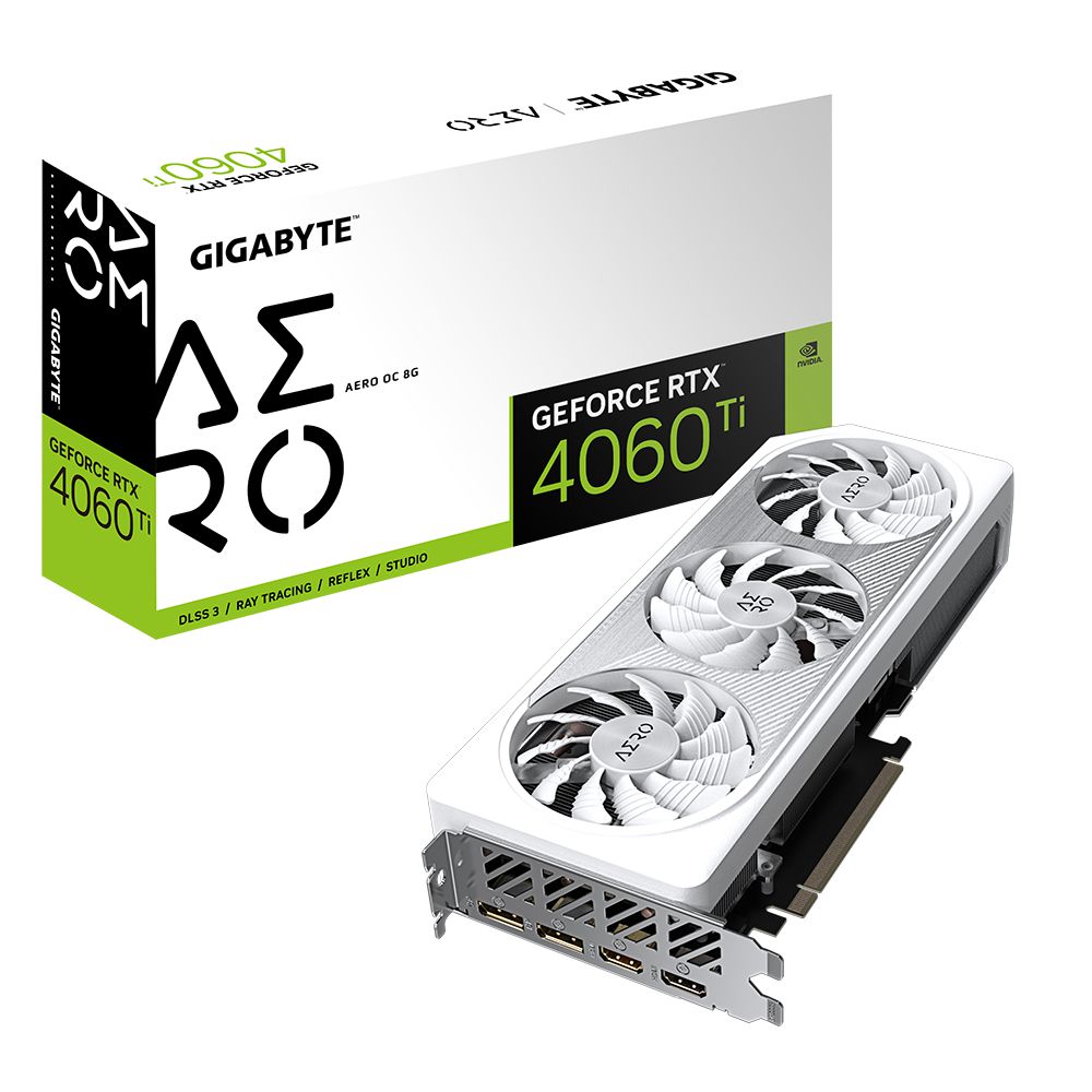 Placa de Vídeo RTX 4060 Ti Aero OC White Triple Fan NVIDIA 8GB GDDR6