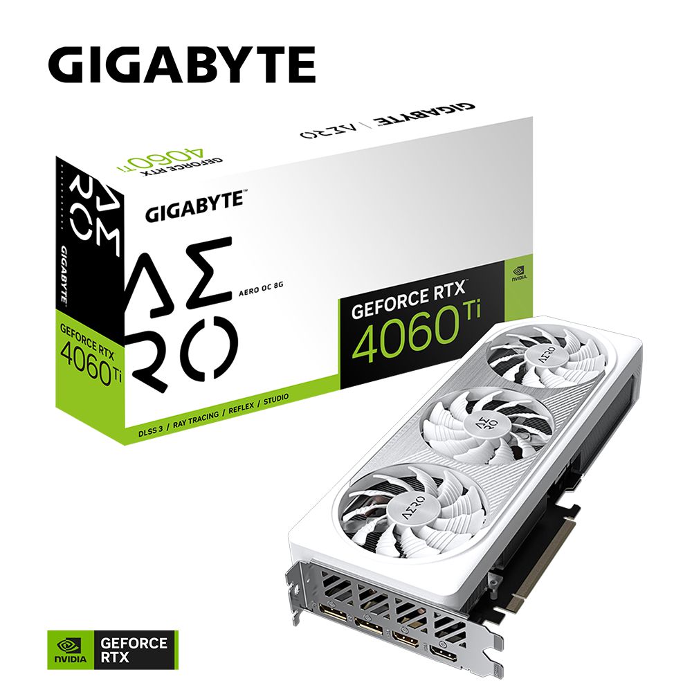 Detalhes de Placa de Vídeo RTX 4060 Ti Aero OC White Triple Fan NVIDIA 8GB GDDR6