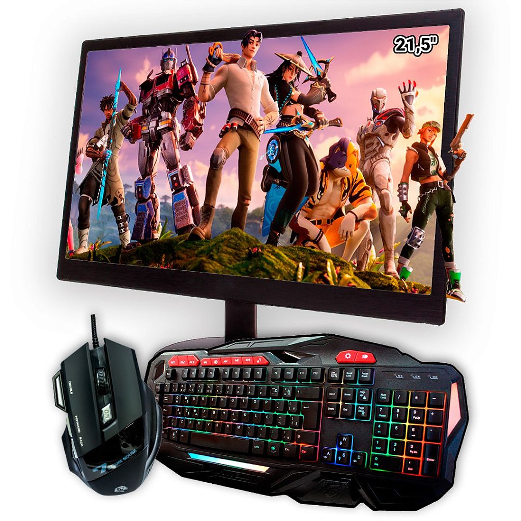 Kit Gamer Mouse e Teclado Gamer RGB + Monitor 21,5" Full HD 75HZ