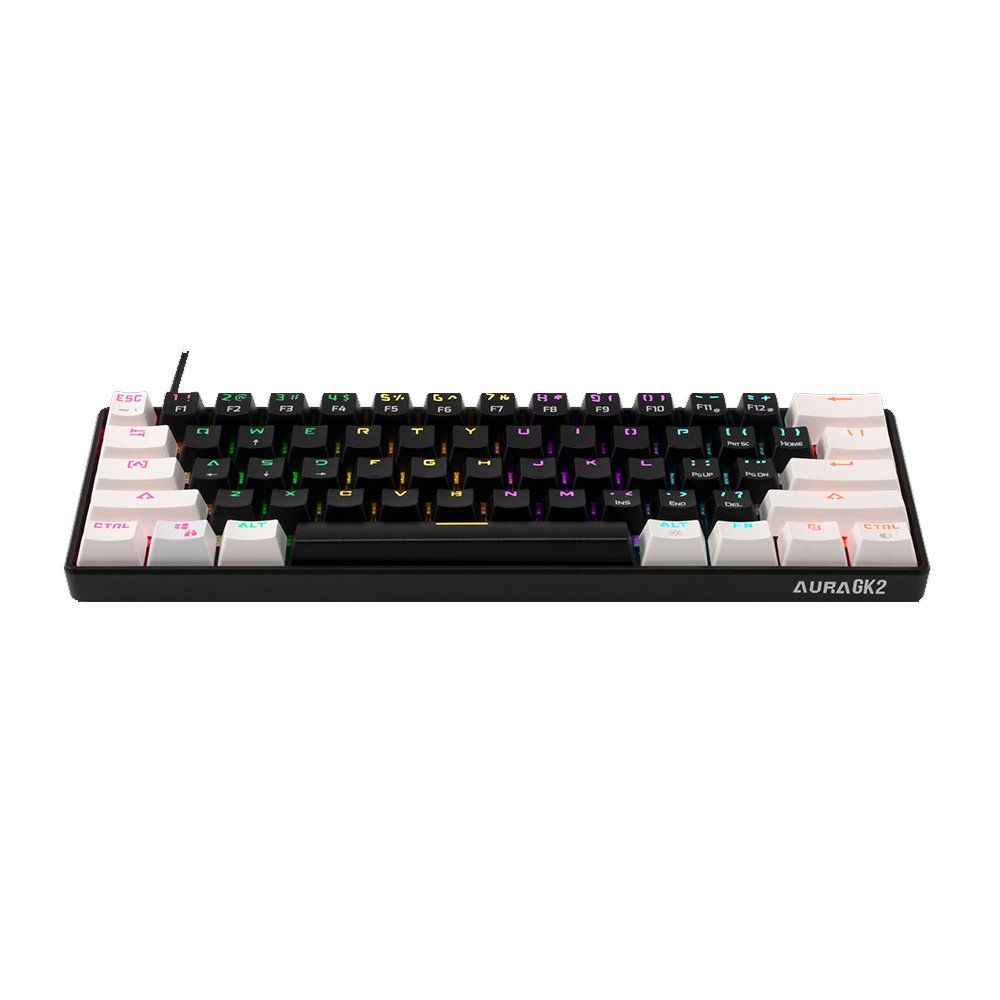 Detalhes de Teclado Mecânico Gamer 60% Gamdias Aura GK2 BW RGB Switch BROWN