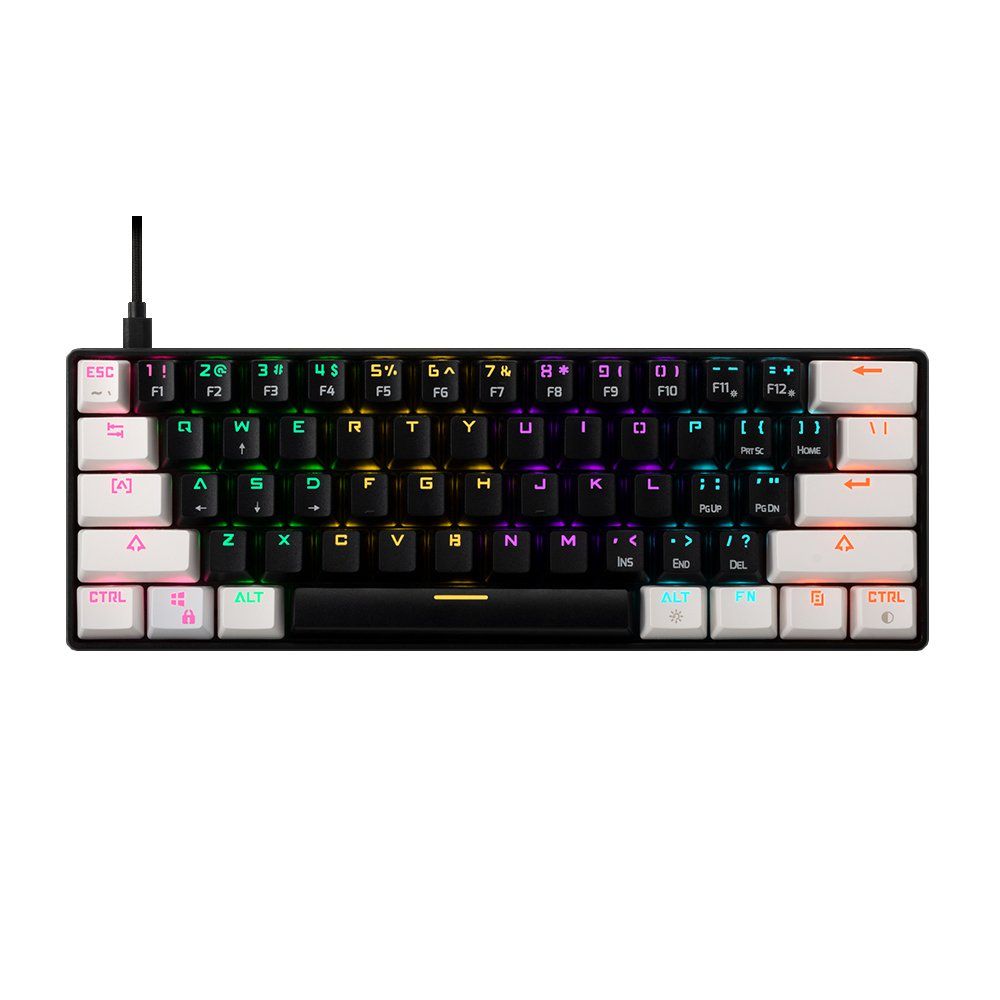 Teclado Mecânico Gamer 60% Gamdias Aura GK2 BW RGB Switch BROWN