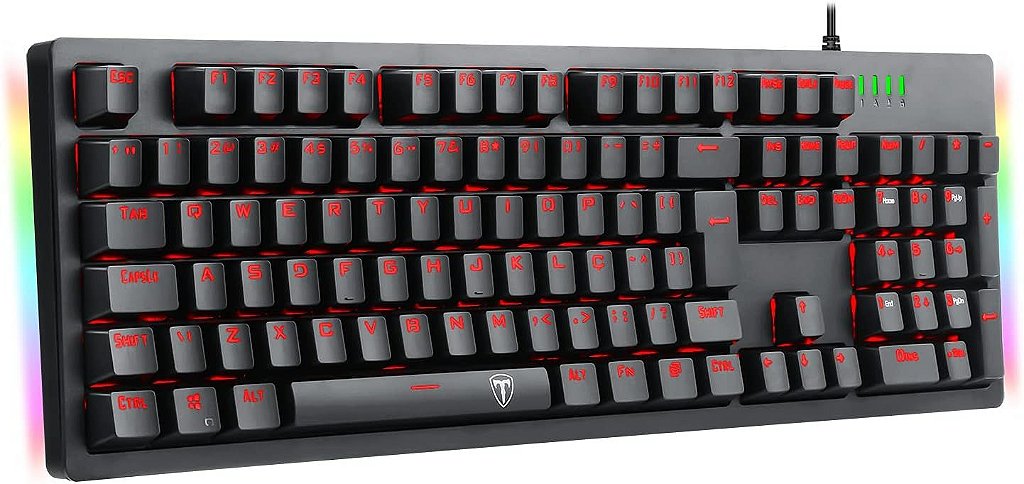 Detalhes de Teclado Mecânico Bermuda Led Single Color Vermelho Switch Azul T-Dagger T-TGK312-BL