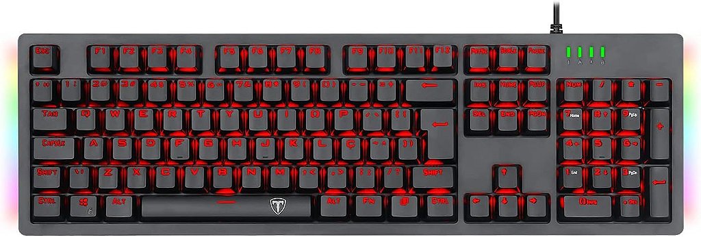 Teclado Mecânico Bermuda Led Single Color Vermelho Switch Azul T-Dagger T-TGK312-BL