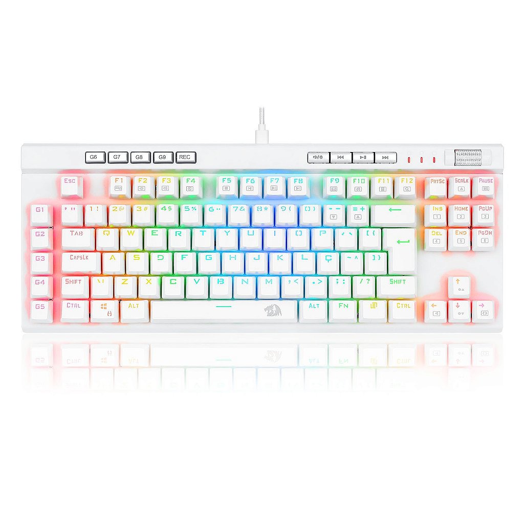 Detalhes de Teclado Ótico Magic Wand PRO Redragon RGB Switch Brown Lunar White - K587W-RGB-PRO