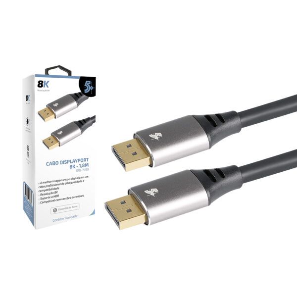Cabo Chip SCE DisplayPort M + DisplayPort M 1.4 HBR 8K 1.8m C/ Trava