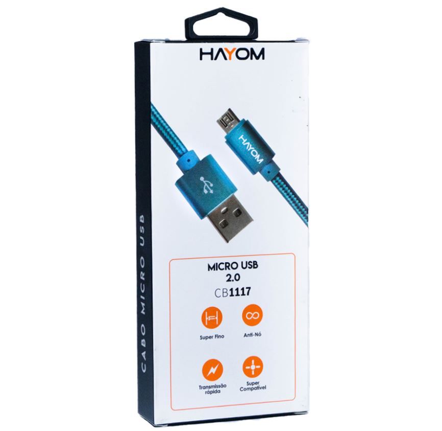 Detalhes de Cabo USB Para Micro USB 1,0m Azul Transmissão Rápida Anti nó