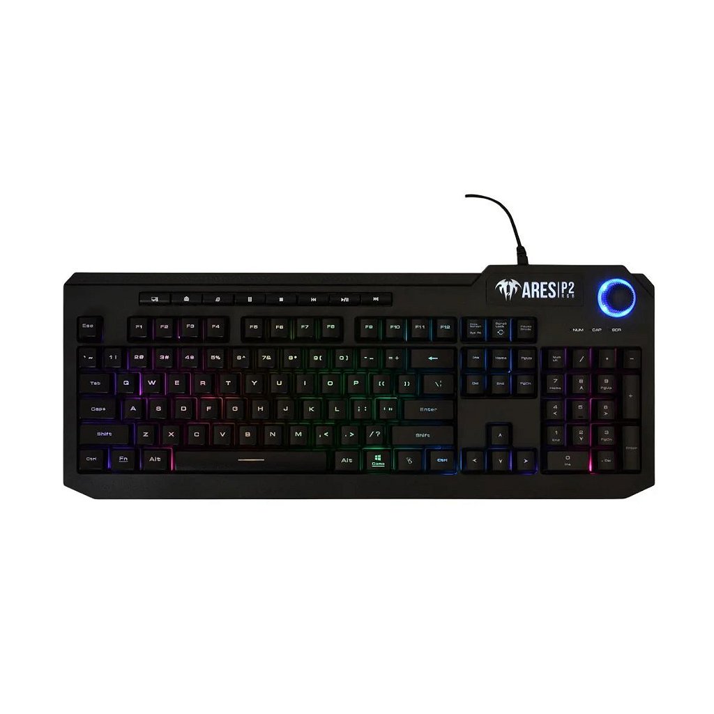 Teclado Gamer Membrana Gamdias Ares P2A RGB Preto ABNT2