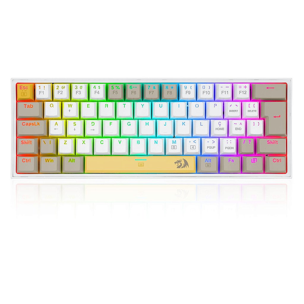 Detalhes de Teclado Gamer Redragon Fizz Daylight Rgb Outemu Brown - K617RGB-WL&WT&GY
