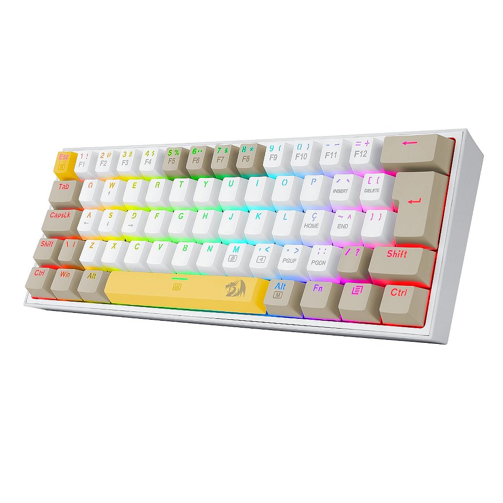 Teclado Gamer Redragon Fizz Daylight Rgb Outemu Brown - K617RGB-WL&WT&GY