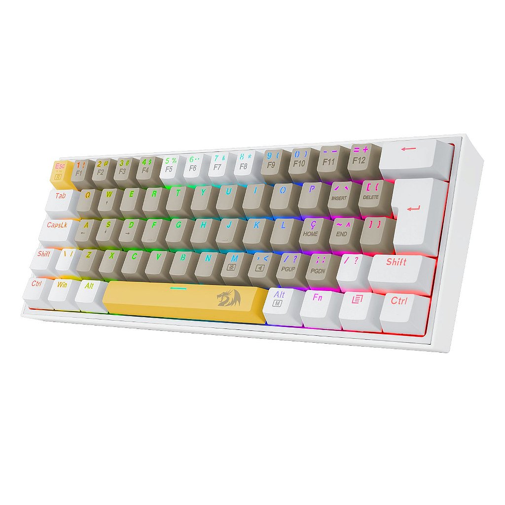 Teclado Gamer Redragon Fizz Sunshine Rgb Outemu Brown - K617RGB-YL&GY&WT