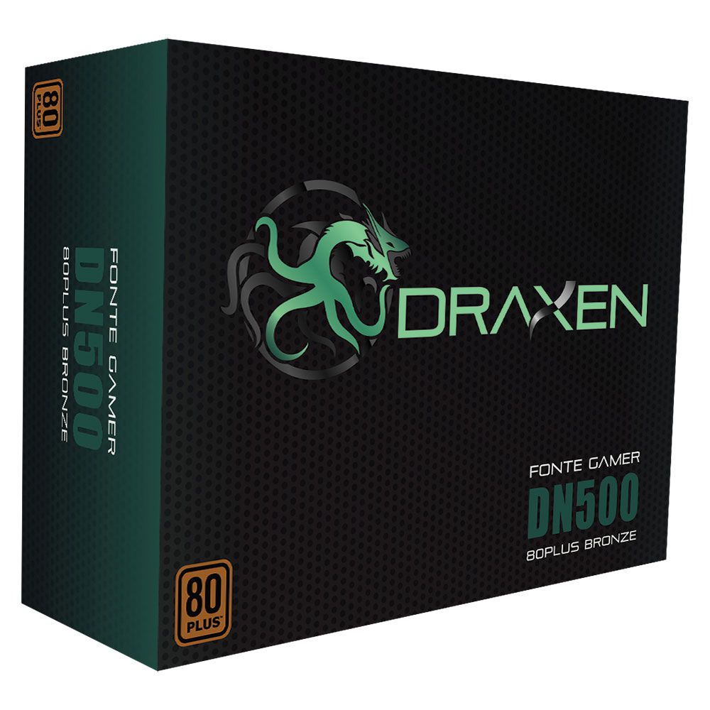 Detalhes de Fonte Gamer ATX 500W 80 Plus Bronze PFC Ativo Draxen DN500