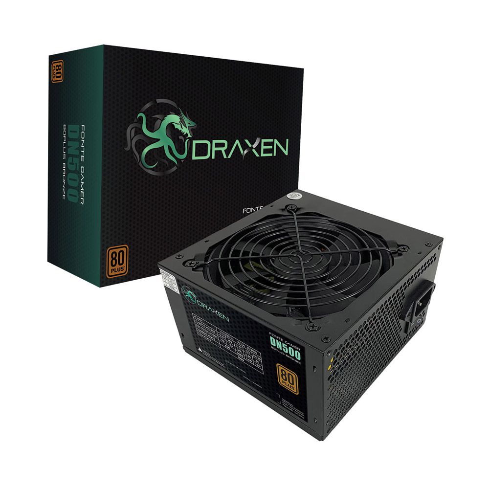 Fonte Gamer ATX 500W 80 Plus Bronze PFC Ativo Draxen DN500