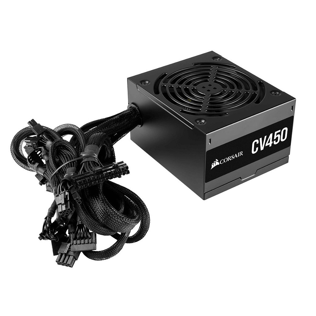 Detalhes de Fonte Gamer Corsair 450W CV450 80 Plus Bronze Cabo PFC Ativo