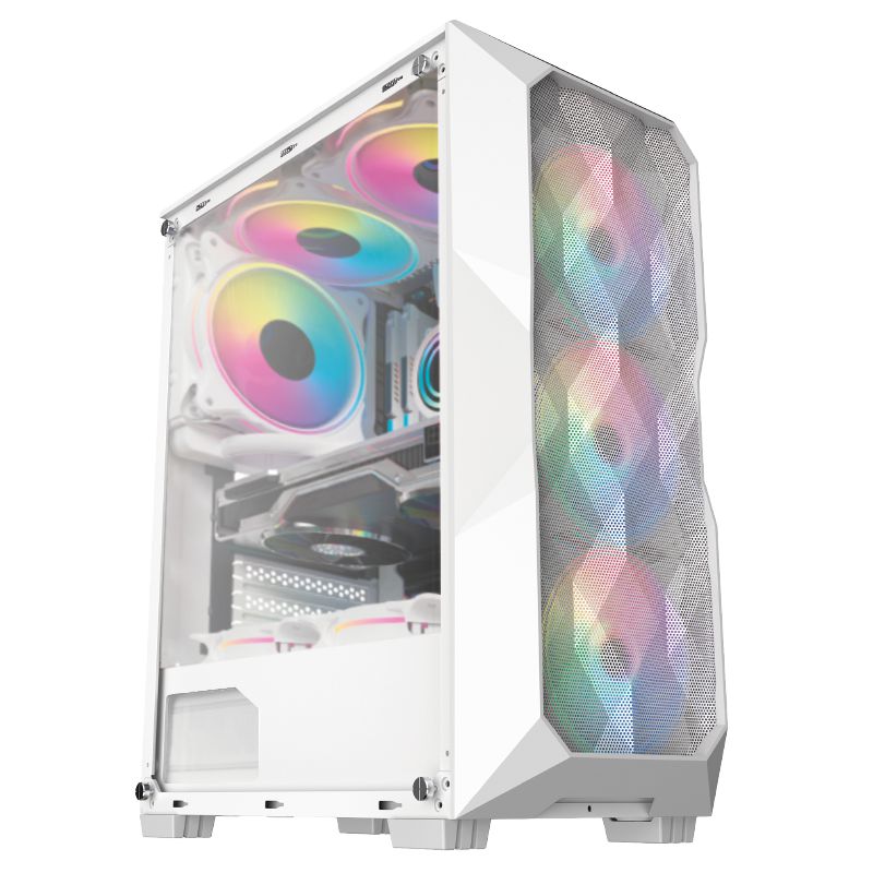 Gabinete Gamer Hayom GB1730 Branco Lateral Vidro 3 Fans RGB