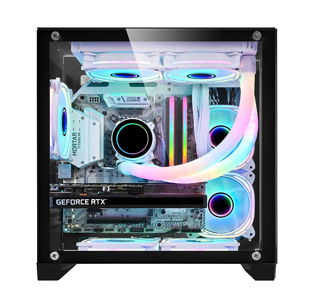 Detalhes de Gabinete Gamer Liketec Dasha Black Aquário Cubo Design