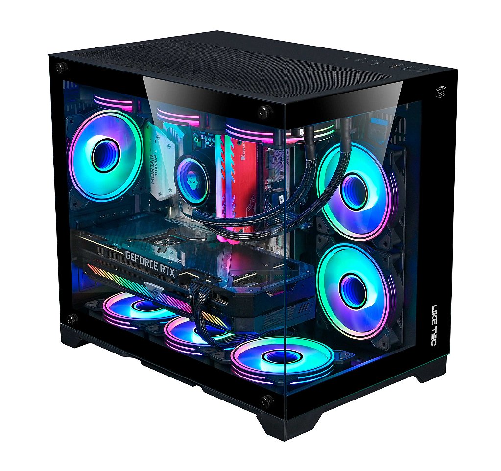 Detalhes de Gabinete Gamer LikeTec Mad Rock ARGB C/ 4 Fans Cubo Aquário
