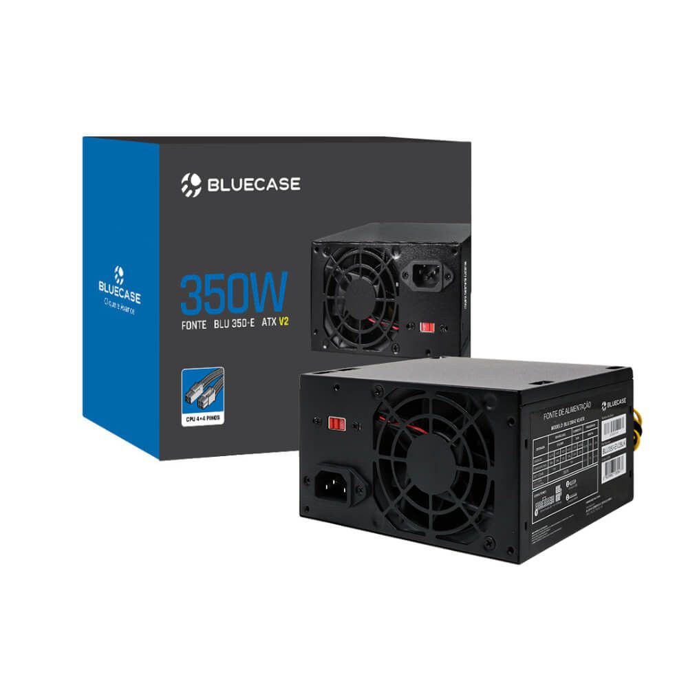 Fonte Gamer Bluecase 350W BLU350-E V2 ATX Preto C/ Cabo