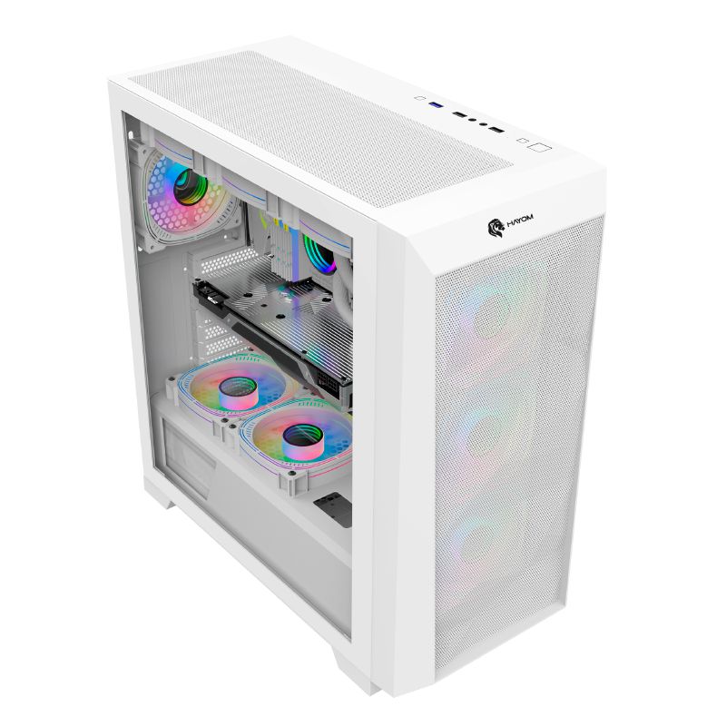 Detalhes de Gabinete Hayom Gamer GB1780 Branco C/ 4 Fans Cooler RGB
