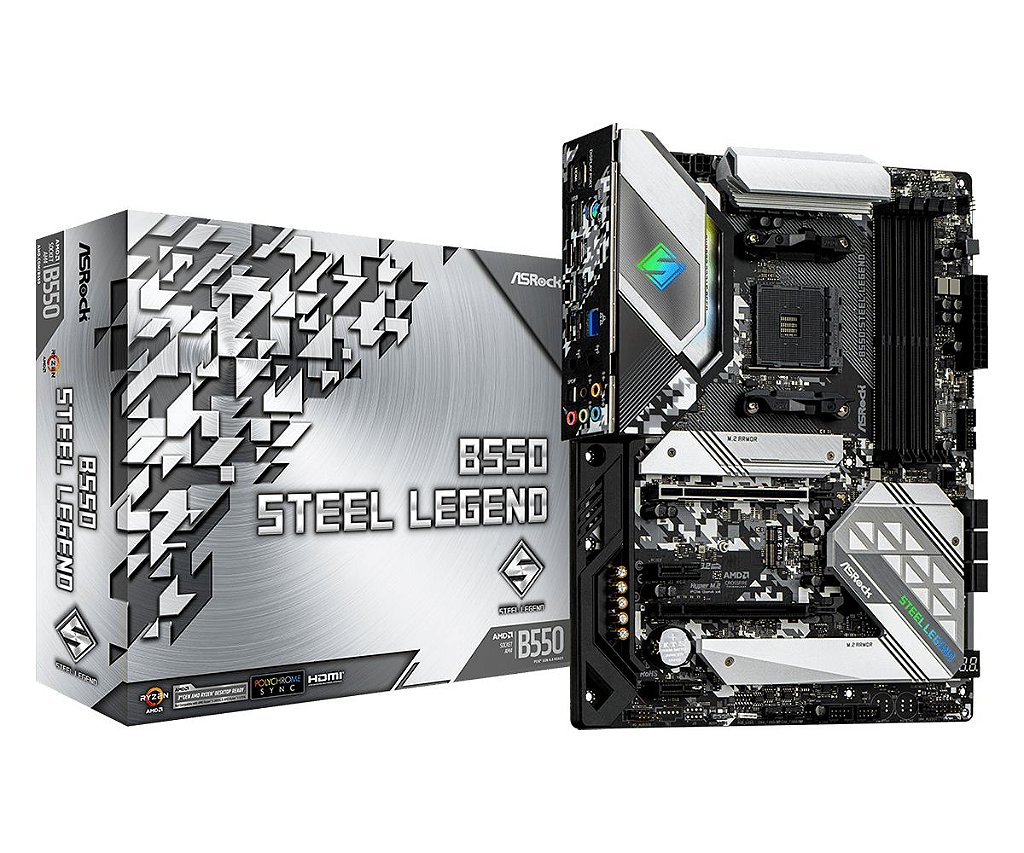 Placa Mãe Gamer ASRock B550 Steel Legend ATX AMD AM4 DDR4