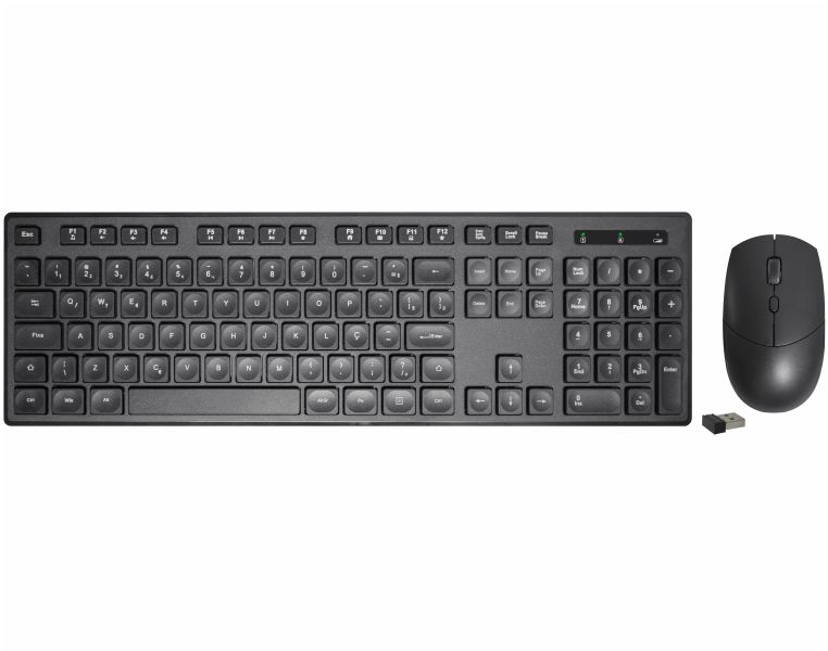 Kit Mouse e Teclado Office Ergonômico Wireless Sem Fio WiFi