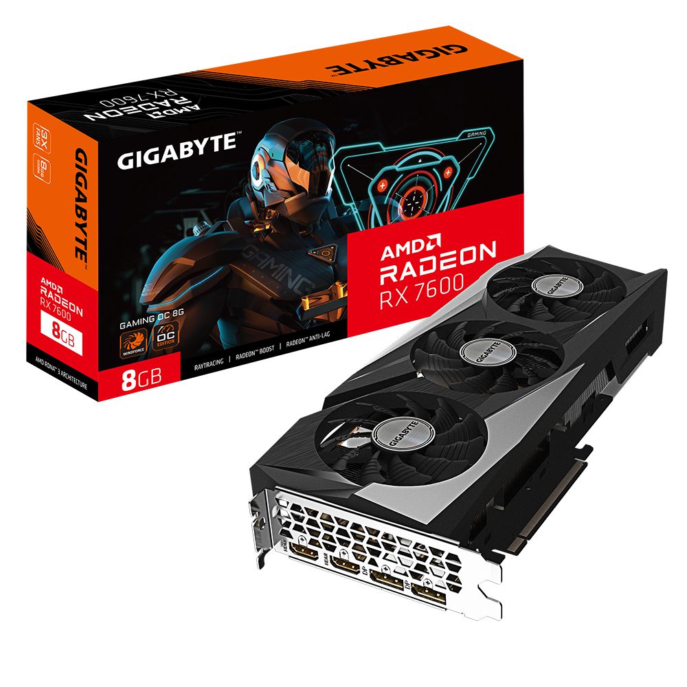 Placa Vídeo Gigabyte Radeon RX 7600 Gaming OC 8GB GDDR6