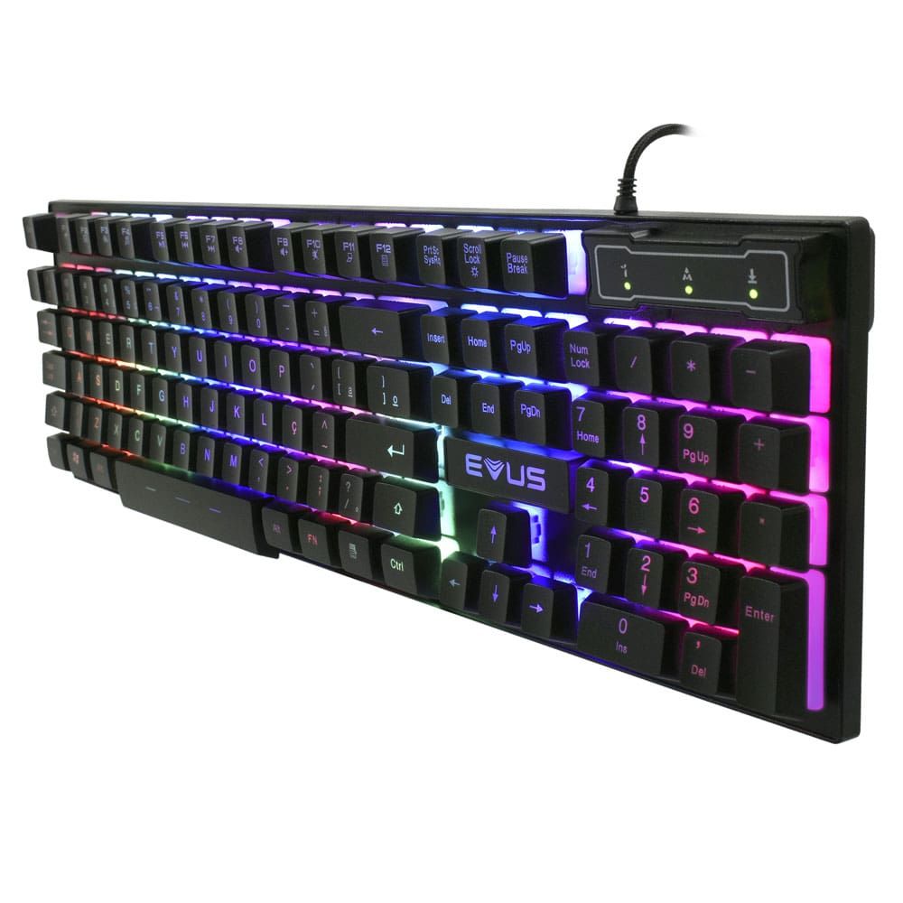 Teclado Gamer Evus Jellybeans Led RGB TC-11B ABNT2 Membrana 