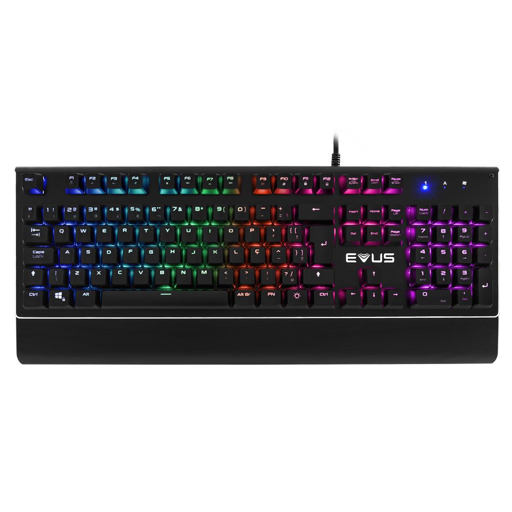 Teclado Mecânico Game Evus Blackout Switch Red Preto Led RGB