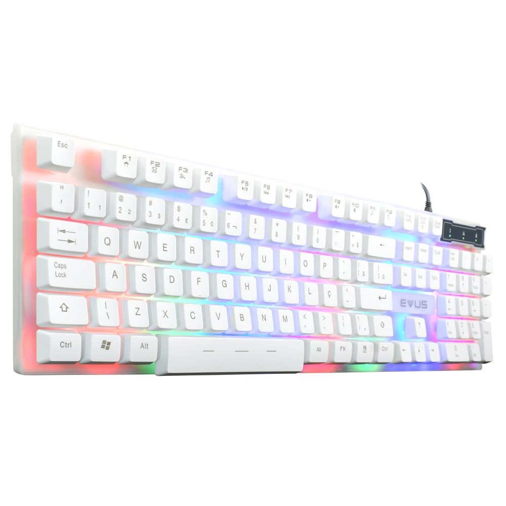 Detalhes de Teclado Gamer Evus Candy Branco Led RGB TC-10B ABNT2 Membran