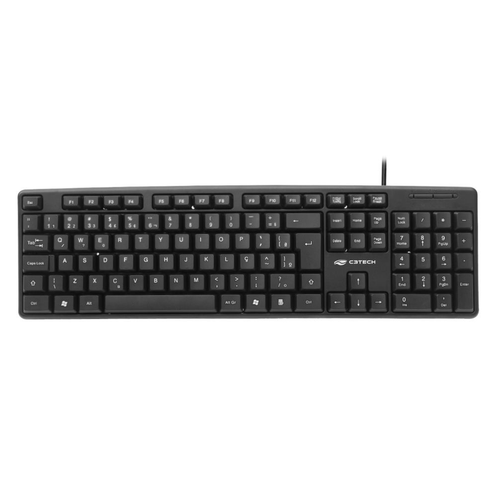 Detalhes de Teclado p/ computador Office USB C/ Fio ABNT2 C3Tech KB-15BK