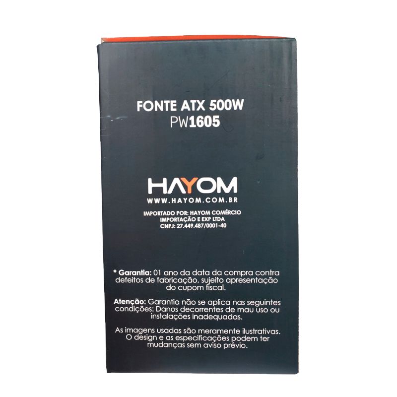 Detalhes de Fonte Gamer Hayom 500W ATX Preto PW1605 80 Plus