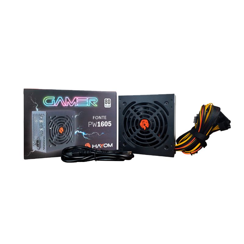 Fonte Gamer Hayom 500W ATX Preto PW1605 80 Plus
