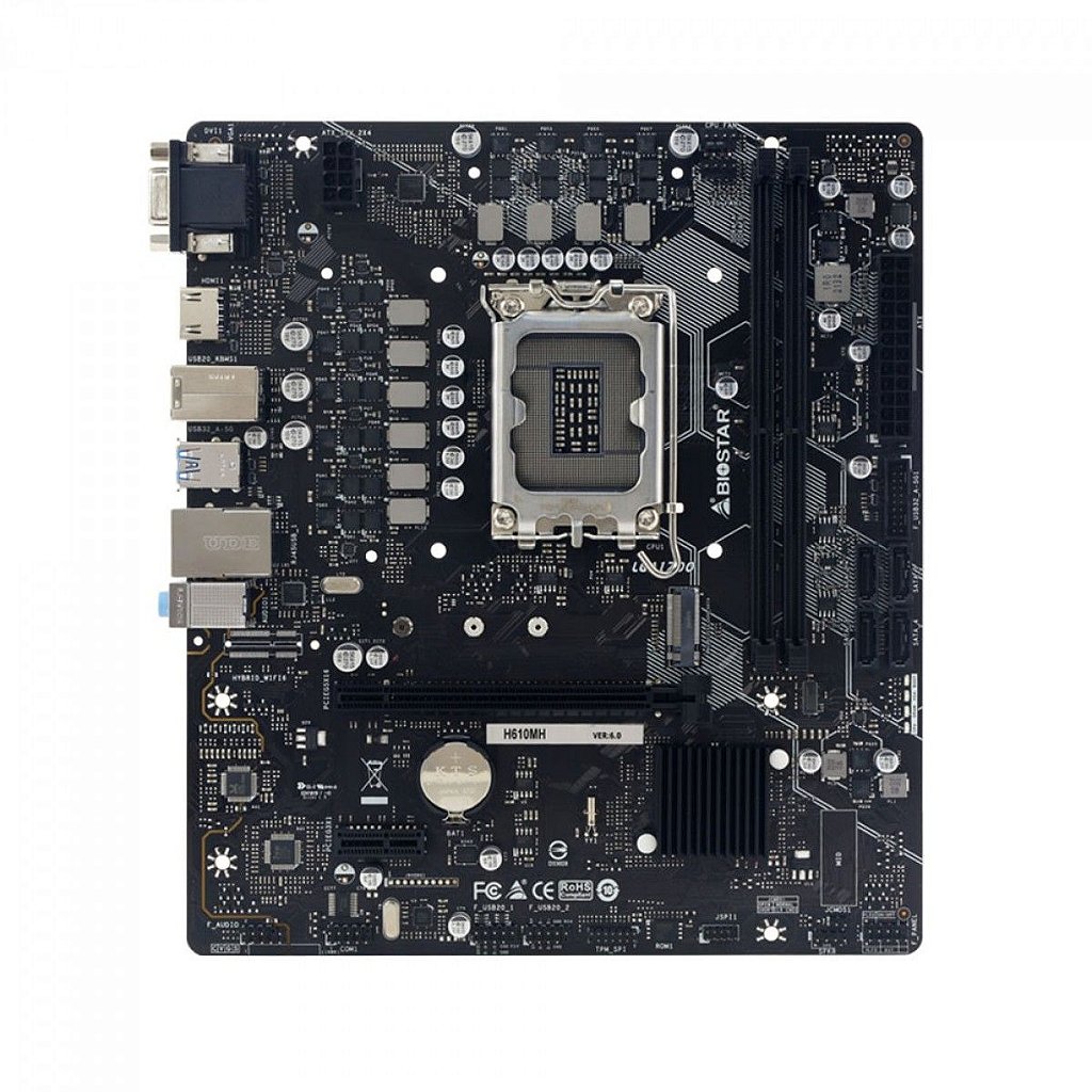 Detalhes de Placa Mãe Biostar H610MH Ddr4 Matx LGA 1700 12 Geração H610