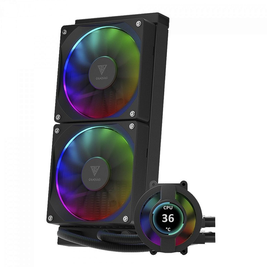 Detalhes de Water Cooler Gamdias Chione P3-240U RGB LCD 240mm Intel AMD