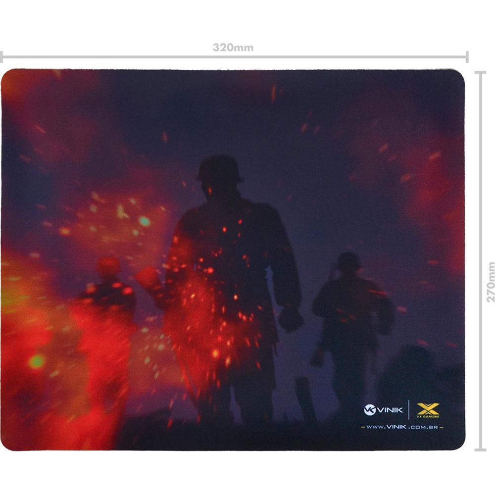 Detalhes de Mouse Pad Gamer Vinik Vx Gaming War Base Emborrachada 32x27