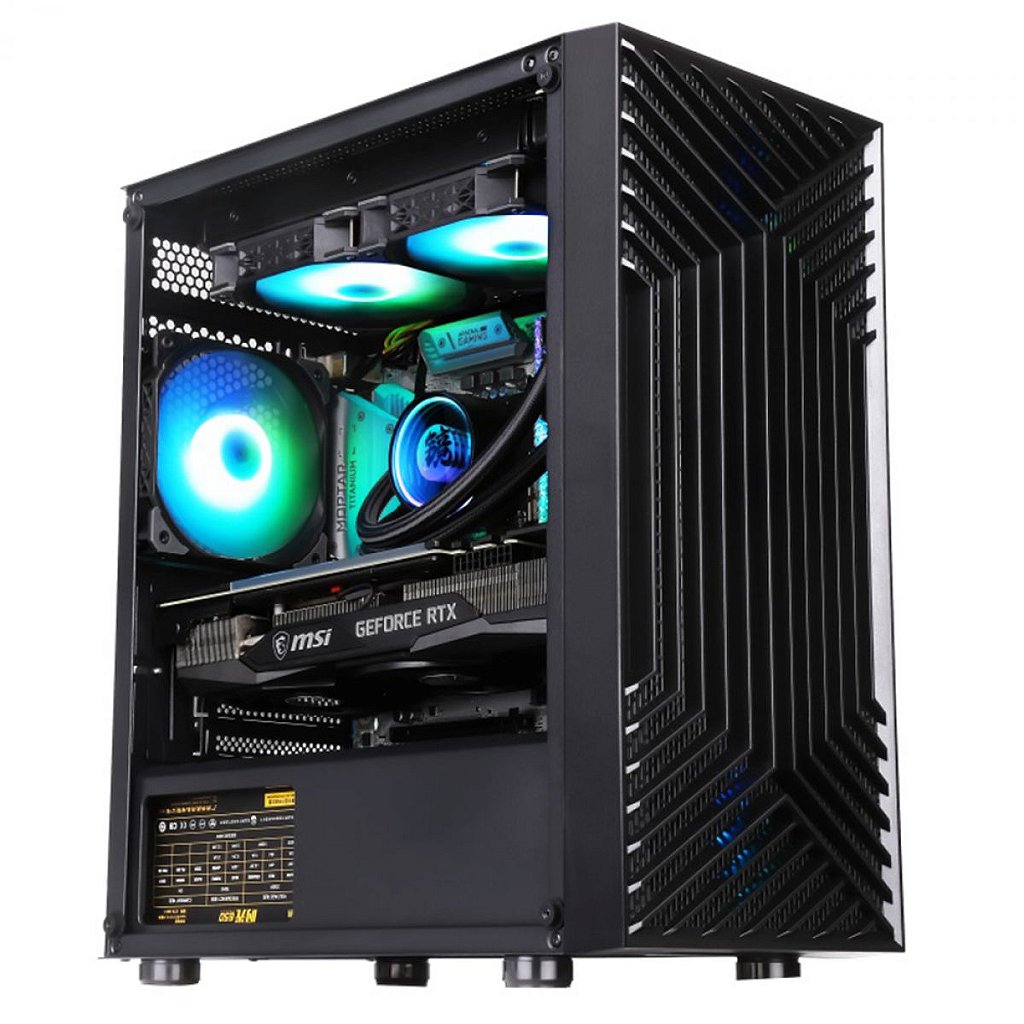 Gabinete Gamer Liketec Orbital Dark Mid Tower C/ 3 Fan RGB